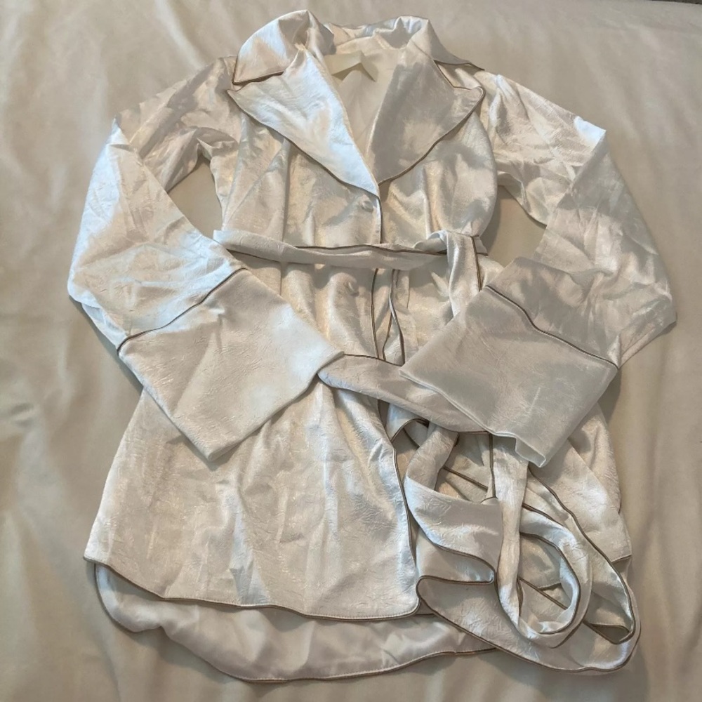 Danielle Frankel Bridal Womens Robe Ivory Small Belted